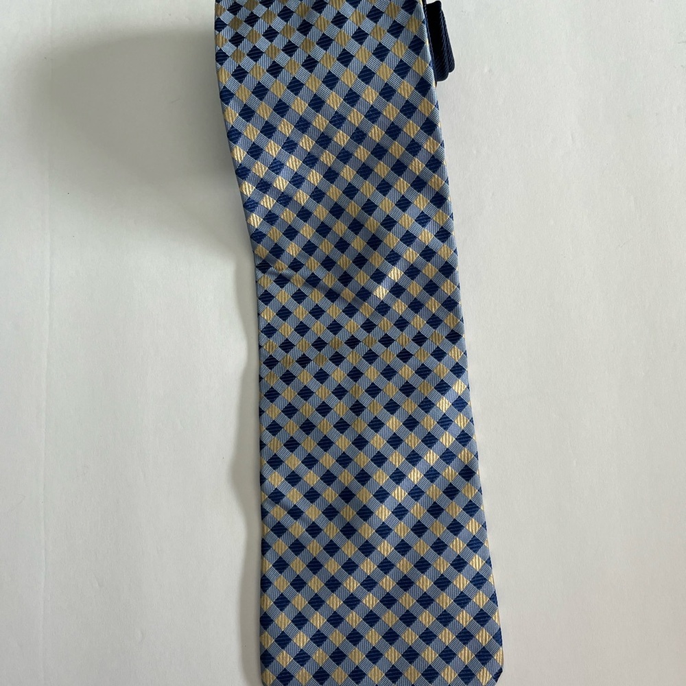 Tommy Hilfiger Silk Blue & Gold checkered tie Classic